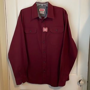 Wrangler Vintage Wash Western Shirt Flex For Comfort Sz Large Maroon NEW